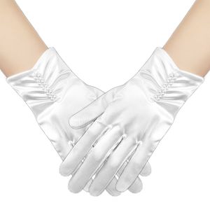 Gants de mariée courts en satin, longueur poignet, gants de fête, accessoires de mode, vente en gros