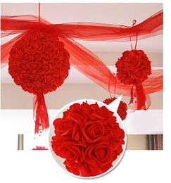 Boule de baiser en soie de mariage 11 pouces, boule de fleur décorative, fleur artificielle pour décoration de jardin de mariage et de marché