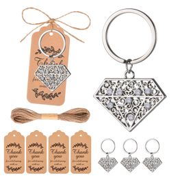 Wedding Silver Diamond Ring Keyring Creative Wedding Cadeau Stuur gasten geschenken of souvenirs