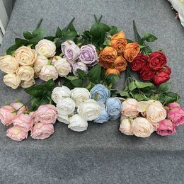Simulation de mariage Rose Bundle princesse tissu brossé décoration fleurs 7 tête 445 cm 240223