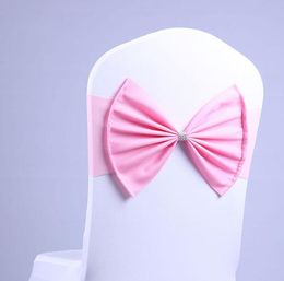 Bruiloft Spandex Stoel Sash Bands Lycra Stretch Chair Big Bow Ties voor Banquet Decoration Event Party