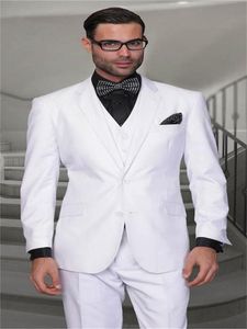 Costumes de mariage pour hommes marié Tuxedos blanc revers pointu homme Blazer Slim Fit mâle veste pantalon bal fête hommes Blazers