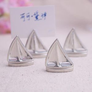 Fournitures de mariage Plage Thème Place Porte-Cartes Argent Voile Bateau Table Numéro Cartes Clips Image Nom Cadre SN2729