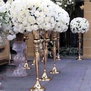 Présentoir de fleurs de table, fournitures de mariage, support de fleurs d'arrière-plan, socle doré, vase à fleurs pour événements