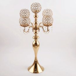 Bruiloft tafel middelpunt Crystal kaarshouder 5 armen Crystal Candelabra voor Home Decor Senyu0002