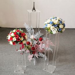 bruiloftstafel helder acryl hoge vloer bloemenstandaard bruiloft gangpad bloemenstandaards centerpieces decoratie verzonden over zee
