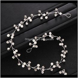 Bruiloft tiara sier color crystal parel handgemaakte bruids hoofdband wijnstok hoofddeksel vrouwen haar sieraden Aessoires Drop levering 2021 Salyi