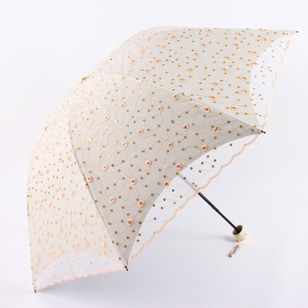 Mariage Parapluie Parasol Fille Portable Plié D'été Soleil Protection Dentelle Parapluies pour Dame