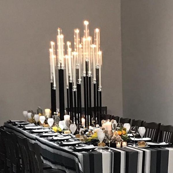 Candélabre en cristal unique à 10 bras pour mariage, sur pied, en vente avec vase cylindrique, senyu660