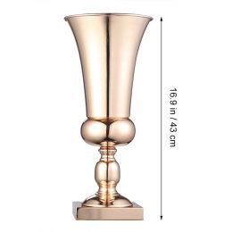 Bruiloft vaas stand metalen klassieke urn plantenbak grote buitenpotten decoratieve bloemcilinderglas trompet