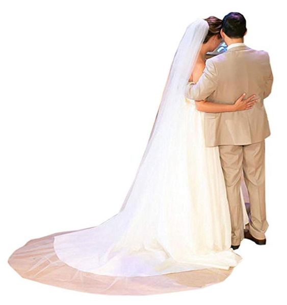 Voile de mariage cathédrale voiles de mariée longs pour mariée pas cher 2m 3m blanc Beige ivoire Champagne7641754