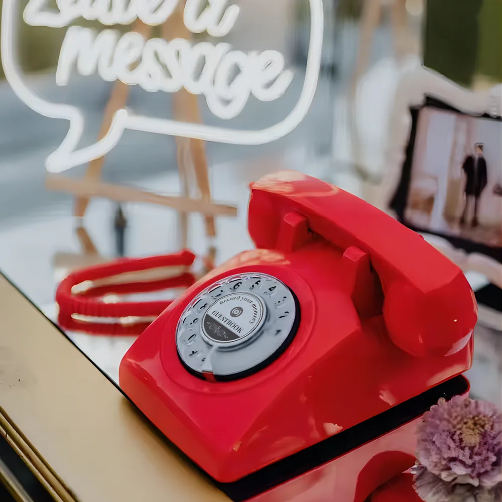 Düğün Vintage Ses Telefonu Düğün Mesajı Ses Kaydı için Ziyaretçi Kitabı