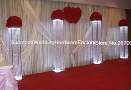 Bruiloft lopen manier bloem stand podium locatie arylkristal kolom pijler voor bruiloft decoratie Beste kwaliteit
