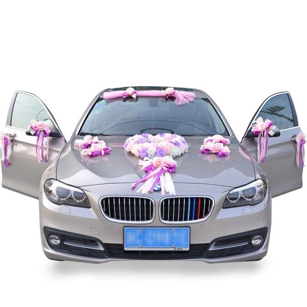 Regalos de vestir de boda para boda, simulación creativa de flores, decoraciones para coche de boda, hortensia, rosa, venta al por mayor