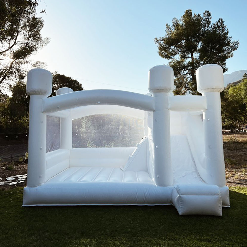 Wedding white Bouncy Castle With Slide Inflatable Combo Jump House Bounce House Combine for audits and kids toys fun with blower Commercial use free air ship