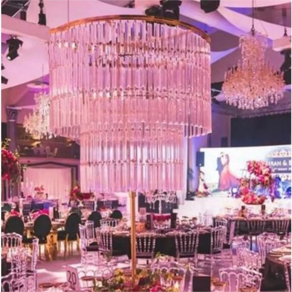 Weddinghot vente grande décoration de mariage pièce maîtresse en cristal supports ronds imake603