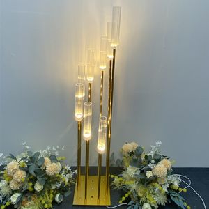 Bruiloften Decor centerpieces Luxe Romantics LED Road Lead Candlestick Lights for Wedding Party
