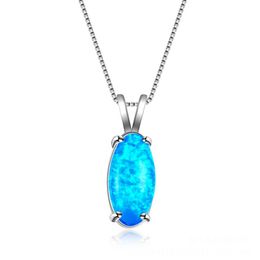 Hochzeiten Schmuck LuckyShine 1 Stück Wunderschöner Stil Feiner Blauer Ovaler Echter Opal Edelstein Silber Mode Frauen Charm Halskette Anhänger2377