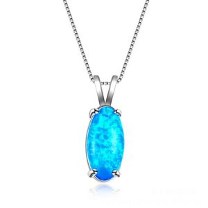 Bruiloften Sieraden LuckyShine 1 Stuks Prachtige Stijl Fijne Blauwe Ovale Echte Opaal Edelsteen Zilveren Mode Vrouwen Charme Ketting Hanger324I