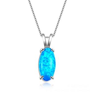 Bruiloften Sieraden LuckyShine 1 stks Prachtige Stijl Fijne Blauwe Ovale Echte Opaal Edelsteen Zilveren Mode Vrouwen Charme Ketting Hanger301N