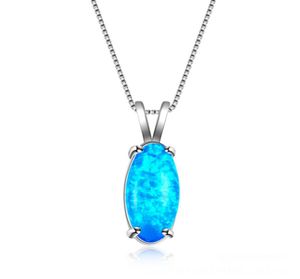 Bruiloften Sieraden LuckyShine 1 Stuks Prachtige Stijl Fijne Blauwe Ovale Echte Opaal Edelsteen Zilveren Mode Vrouwen Charme Ketting Hanger4756670