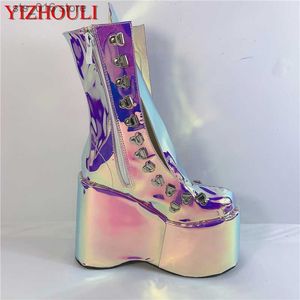 Wedge Purple 12,5 cm Fashion Heel Magic Boots Boots Performance Street Style Sexy Model Model Club Club Boots T230824 744