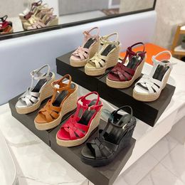 Sandalen met sleehak Ultrahoge hak Slipmouwen Open teen Modieus Echt leer Dikke zolen Avondjurk voor dames Designer Hoge schoenen Fabriekspumps Elegant Bruiloft