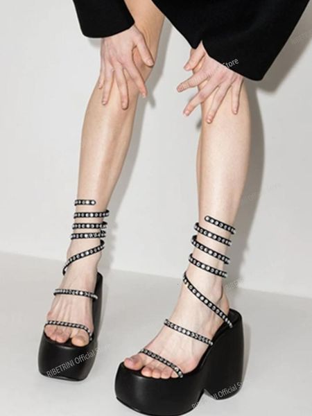 Coins sandales de plate-forme grosses pour femmes bracelet de cheville
