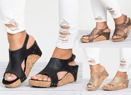 Coins sandales d'été femmes plate-forme talons sandalias mujer femme en cuir tongs flip flops chaussures décontractées taille 35434495084