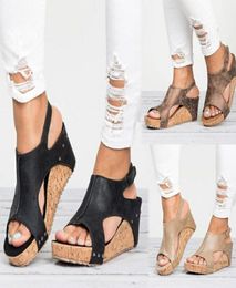 Coins sandales d'été femmes plate-forme talons sandalias mujer femme en cuir tongs flip flops chaussures décontractées taille 35438154343