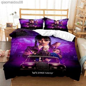 Wednesday Addams Fashion Digital Printing Beddengoed Set Dekbedovertrek Dekbed Bed Single Twin Full Queen Jeugd Kinderen Meisje Jongens Gift L230704