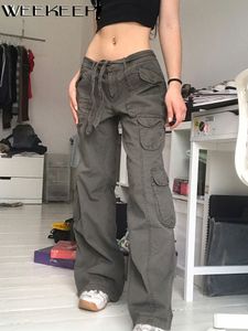 Weemeep Streetwear Women Baggy denim jeans vintage hoge taille zakken grunge casual broek harajuku 90s joggers sprookjeskleding 220526