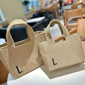 Weekend Straw Designer Bag Franse stijl Tote Bag Letter Sac de Luxe Luxe Bag Retro Handtassen Square Summer Bag Casual Grass Groentemand TE059 H4