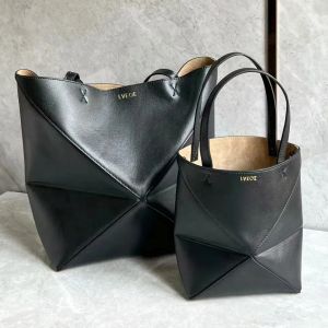 2 tailles puzzle Sac fourre-tout pliable de luxe de luxe Sac à main seau pour femme Pochette en cuir véritable Sac à bandoulière Mans Weekender Pochette Lady Shopper Sacs à bandoulière