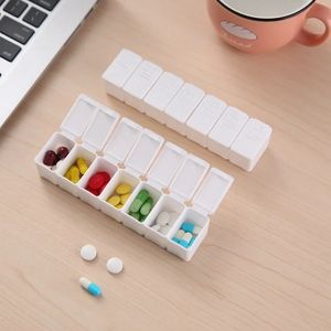 Boîte de pilule hebdomadaire Travel Medicine Rangement Pill Pill Organisateur Conteneur de médicament Tablet Dispensateur Plastic Independent Lattice