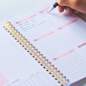 Wekelijkse planner notebook handboek kawaii schattige roze journaal notpad student paarse dagelijkse schema's schoolbenodigdheden