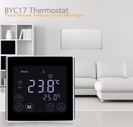 Wekelijks programmeerbare vloerverwarmingsthermostaat LCD-touchscreen Kamertemperatuurregelaar Thermostaat Wit Backl2266231