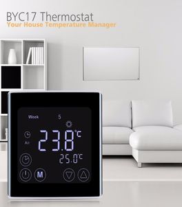 Termostato de calefacción por suelo radiante programable semanal, pantalla táctil LCD, controlador de temperatura ambiente, termostato blanco Backl2250145