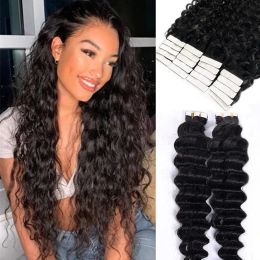 Inslag Deep Wave Tape in Hair Extensions Human Hair voor zwarte vrouwen