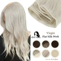 Trame full shine vierge plate de soie coudre dans un paquet de cheveux paquets de cheveux humains droits 100% réels de cheveux humains pour femmes pour le salon