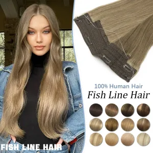 Woft Human Hair Extension Fish Line Crystal Line Line Clain Extension Clip dans le poste de cheveux Highlight Halo Line Remy Hair for Women