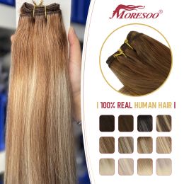 Tâchés moreooo humains paquets ombre coudre en extensions remy cheveux brésiliens naturels droits 100g cheveux pour femmes 100% réels cheveux humains