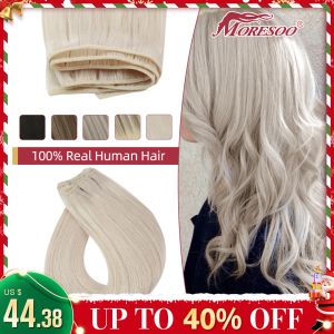 Trame Moressoo trame de cheveux humains cheveux vierges 100% vrais extensions de cheveux humains droites 50 g/pièces 1422 pouces naturel Invisible coudre en paquet