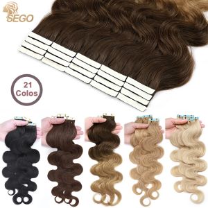 Tourne Sego Body Wave Tape in Hair Extensions 2.5g / PC Heuvraines Adhésives sans couture Pu Skin Waft Ruban dans les cheveux naturels