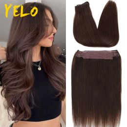 Tourne Yelo 1428 Lengh Clip invisible dans les cheveux Extension Human Heuving Fish Wire Ligne 4 Clips Real Natural Hairpices Fine Hair Add Volume