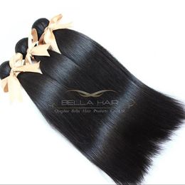 Tramas 10 34 100 cabello liso teje cabello humano virgen remy mongol 3 unids lote extensiones de cabello virgen color natural bellahair