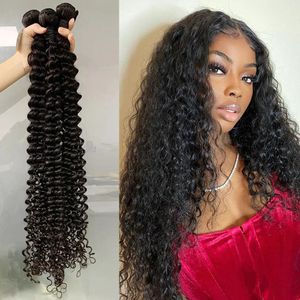 Tramas 30 32 40 pulgadas de onda profunda El cabello virgen brasileño teje paquetes 3 4 paquetes Paquetes de cabello humano Paquetes individuales Extensiones de cabello Remy