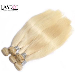 Trames Meilleur 10A Bleach Blonde 613 Extensions de Cheveux Vierges Brésiliens Péruviens Indiens Malaisiens Droite Remy Cheveux Humains Tisse 3/4 Bundles