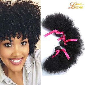 Inslagen Braziliaanse Afro Kinky Krullend Menselijk Haarverlenging Onbewerkte Peruaanse Maleisische afro Haar Weefbundels