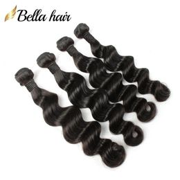 Tramas de cabello humano brasileño suelto, cabello humano virgen profundo teje extensiones de color natural 8 34 3 uds lote bella cabello a granel